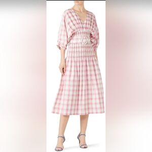 Nicholas Mid-length dress size 2 smocked panel plaid dress pink No Belt cotton